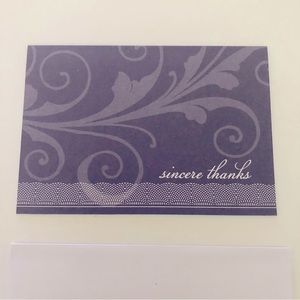 These are a set of dark purple thank you cards